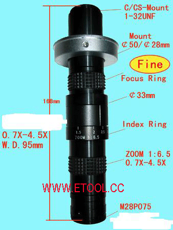 M0745单筒电视显微镜镜头-M0745单筒镜头-深圳